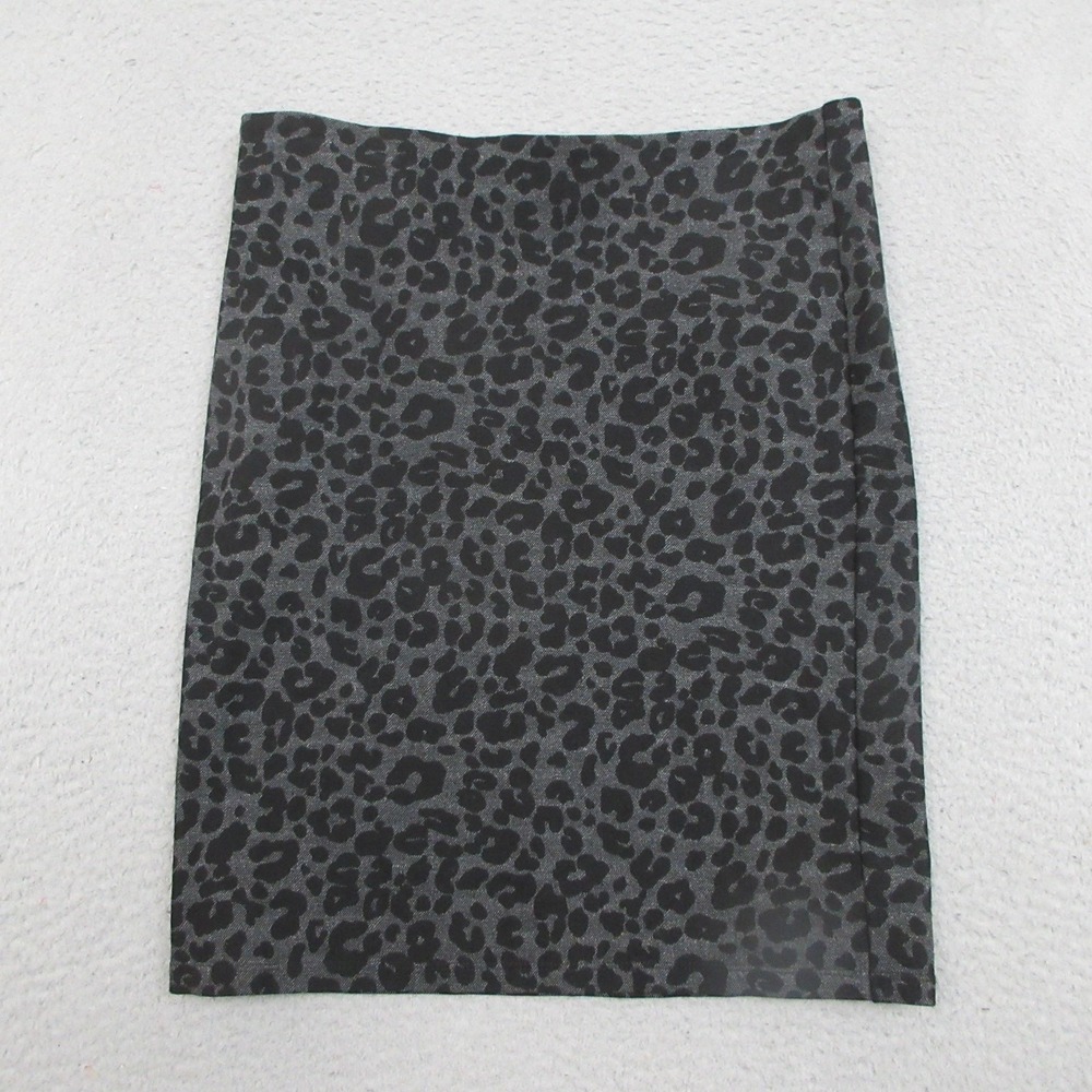 LOFT Leopard Print Pencil Skirt Women SP Gray Black Stretch Pull‎ On Career Work